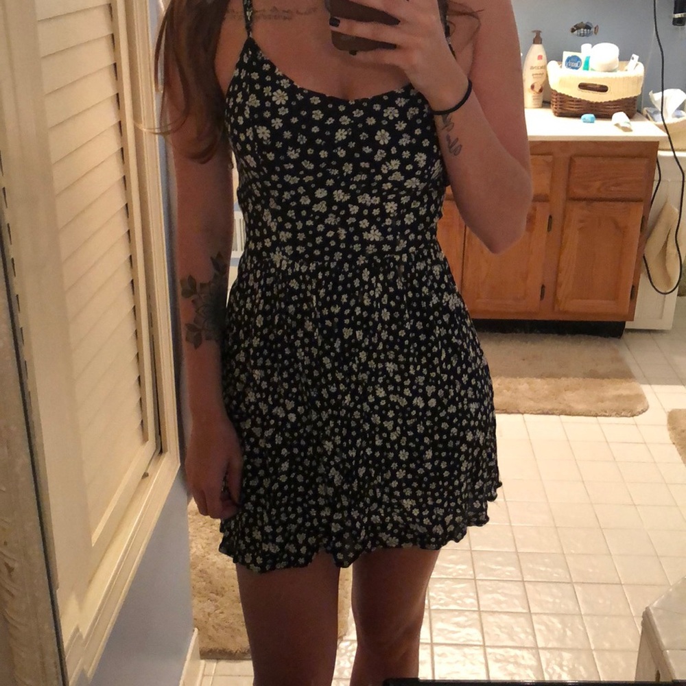 Black floral print dress